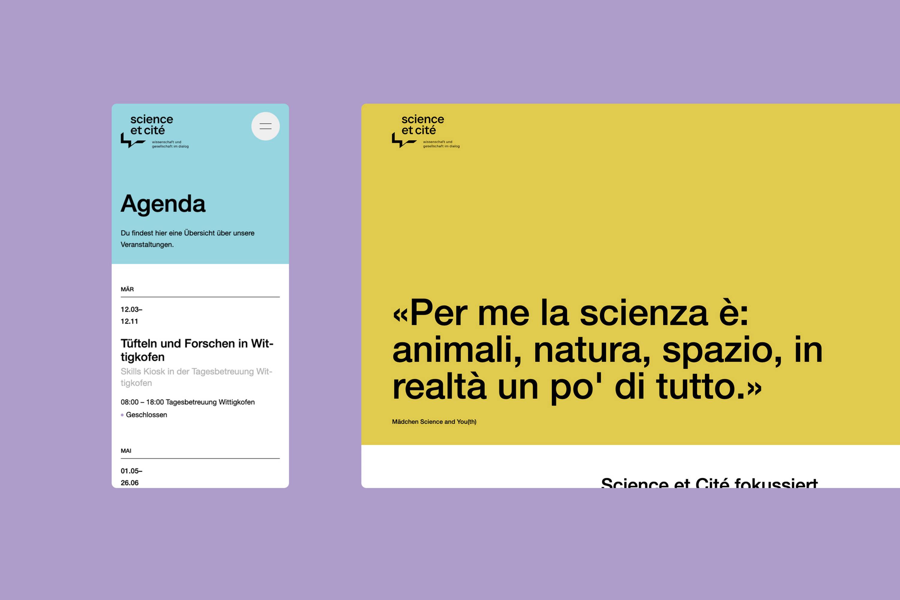 Science et Cité Website Desktop