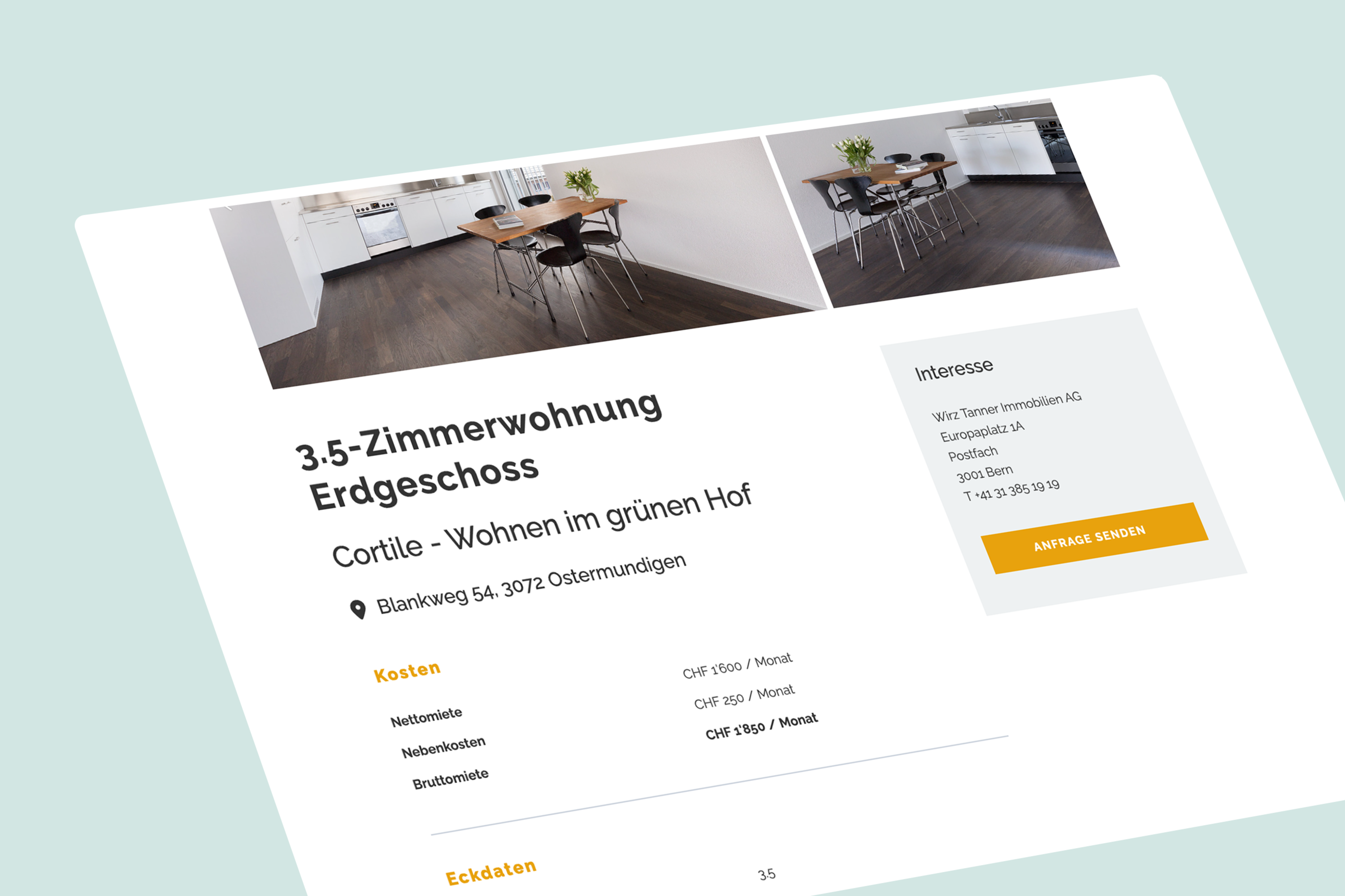 stadtwohnung-bern.ch, Beispiel Desktopansicht 2 stadtwohnung-bern.ch, Beispiel Desktopansicht 2