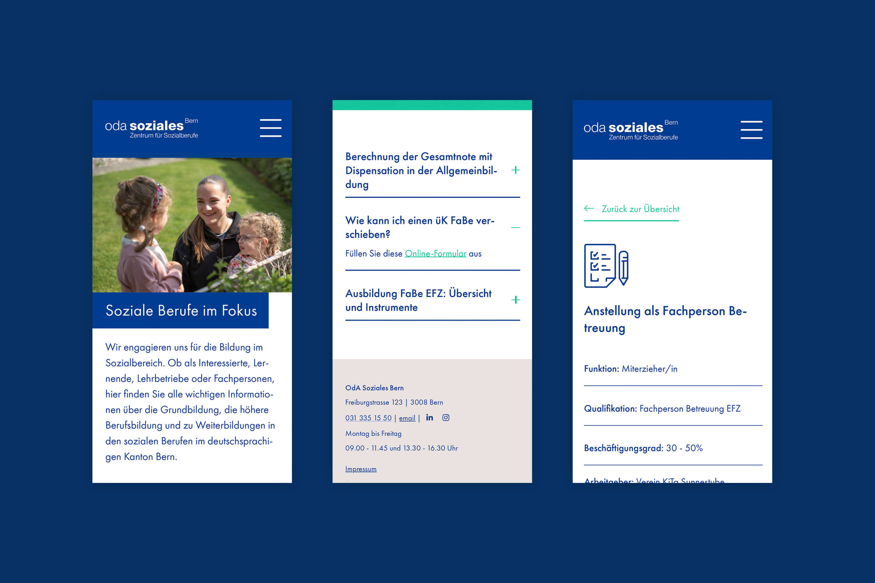 OdA Soziales Bern Website Mobile Screens OdA Soziales Bern Website Mobile Screens