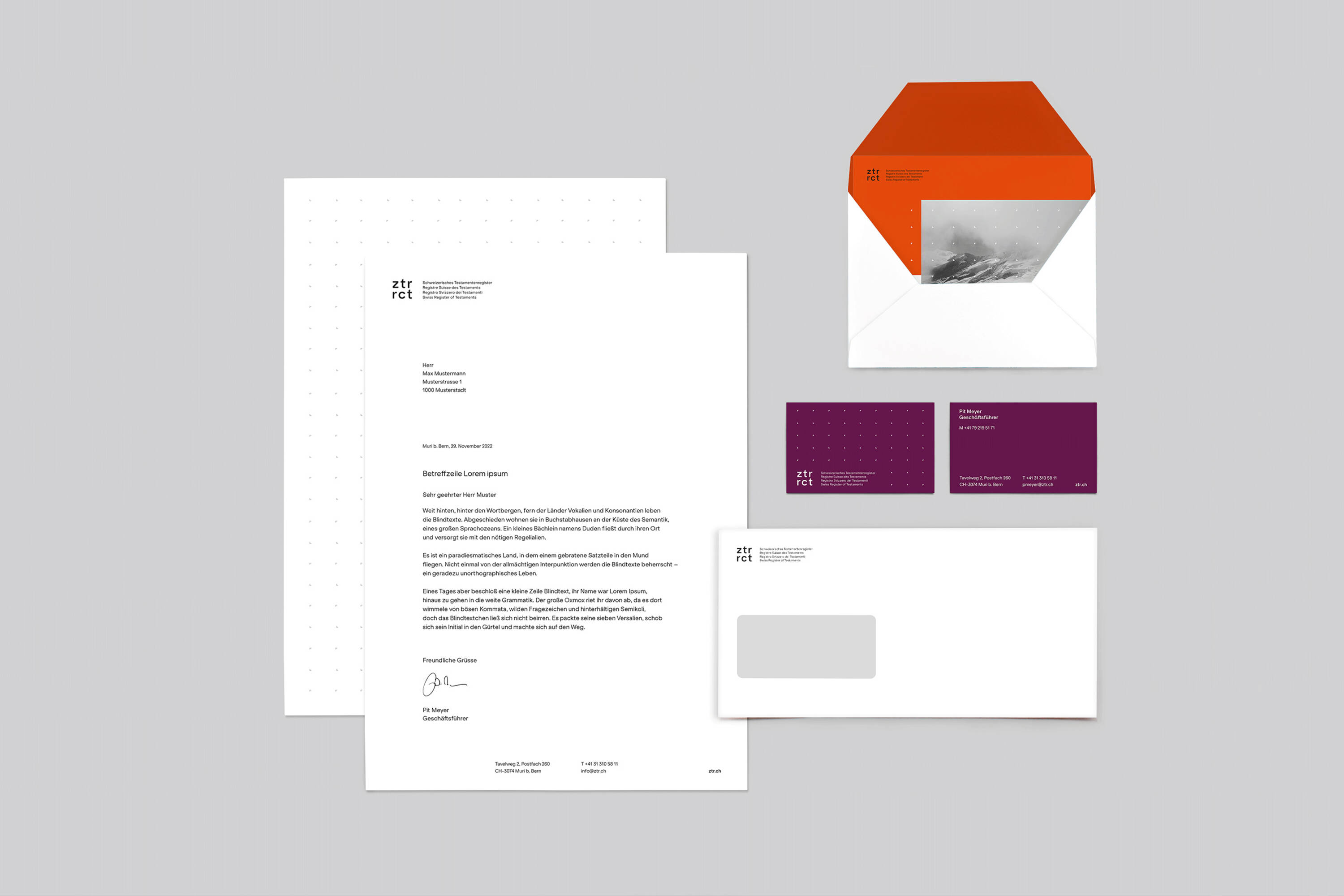 Stationery Schweizerisches Testamentenregister ZTR Stationery Schweizerisches Testamentenregister ZTR
