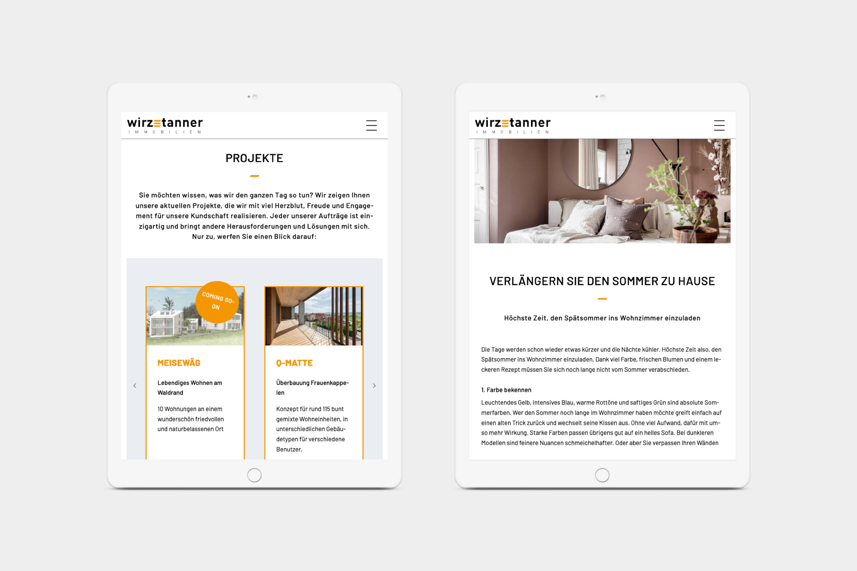 Wirz Tanner – Screendesign