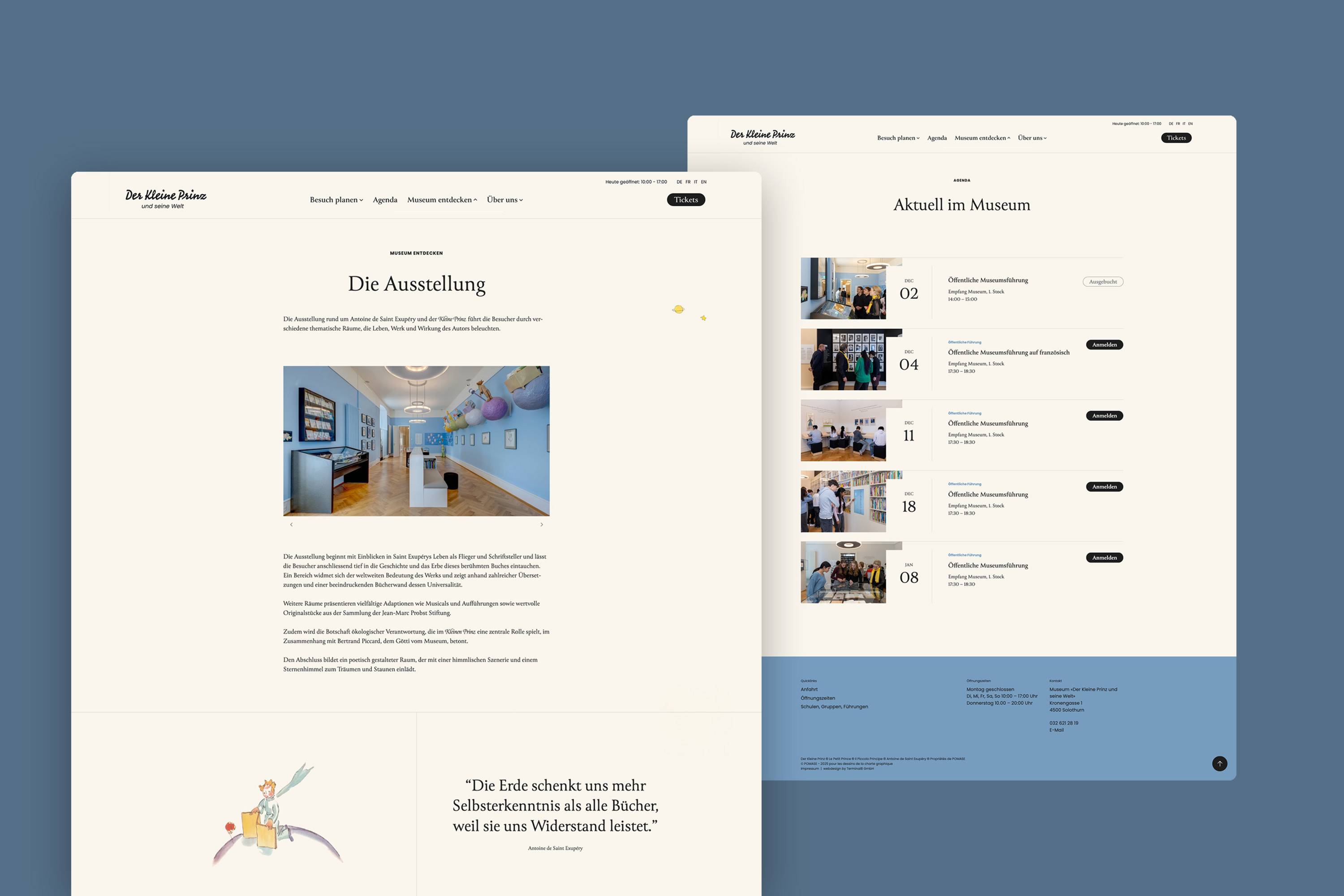 Website für Museum "Der Kleines Prinz und seine Welt" in Solothurn