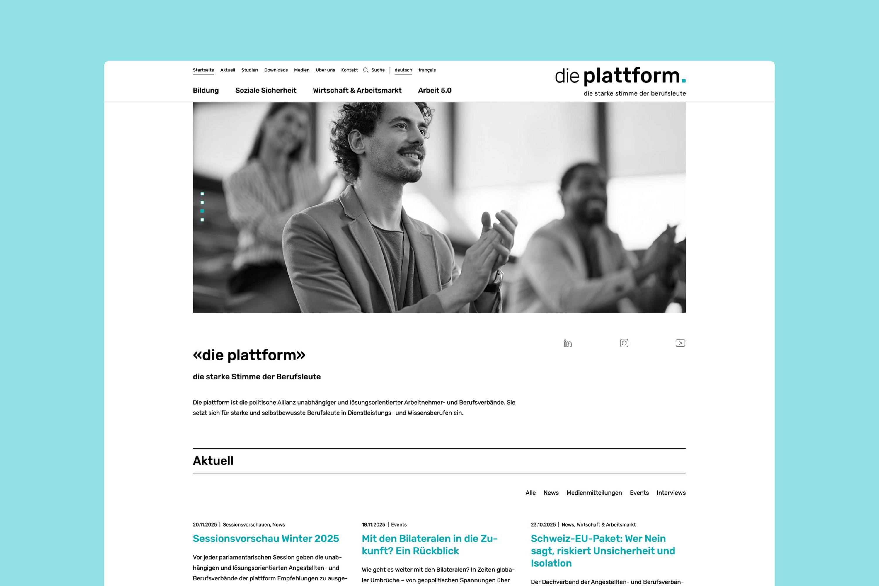 die plattform Website Desktop die plattform Website Desktop